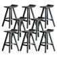 Solid Wood Dining Stools Black Armless Bar Stools with Footrest Textured Black 8 Piece Set Clearhalo 'Bar Furniture' 'Bar Stools' 'bar_stools' 'furn' 'furn_bar_stools' 'Furniture' 'Kitchen & Dining Furniture' 7316522