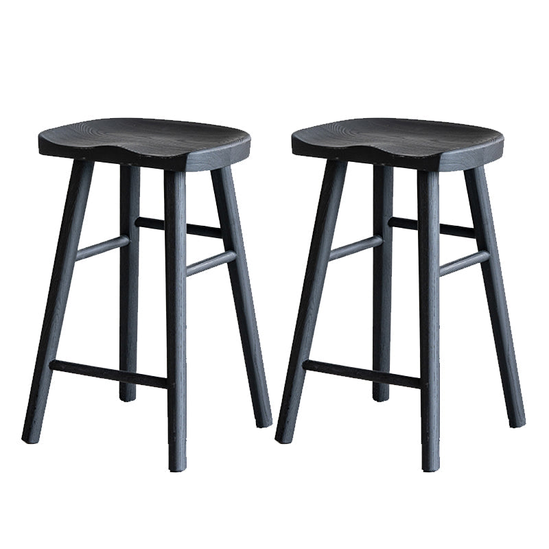 Solid Wood Dining Stools Black Armless Bar Stools with Footrest Carbon 2 Piece Set Clearhalo 'Bar Furniture' 'Bar Stools' 'bar_stools' 'furn' 'furn_bar_stools' 'Furniture' 'Kitchen & Dining Furniture' 7316524