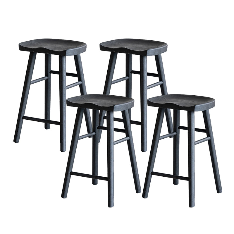 Solid Wood Dining Stools Black Armless Bar Stools with Footrest Carbon 4 Piece Set Clearhalo 'Bar Furniture' 'Bar Stools' 'bar_stools' 'furn' 'furn_bar_stools' 'Furniture' 'Kitchen & Dining Furniture' 7316525