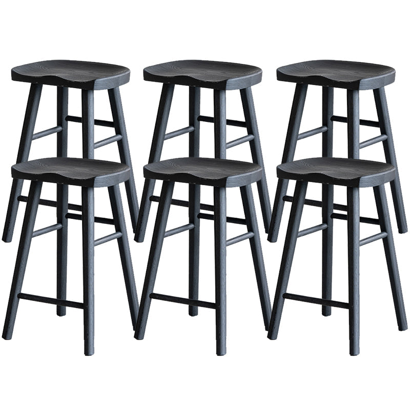 Solid Wood Dining Stools Black Armless Bar Stools with Footrest Carbon 6 Piece Set Clearhalo 'Bar Furniture' 'Bar Stools' 'bar_stools' 'furn' 'furn_bar_stools' 'Furniture' 'Kitchen & Dining Furniture' 7316526