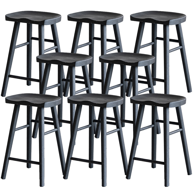 Solid Wood Dining Stools Black Armless Bar Stools with Footrest Carbon 8 Piece Set Clearhalo 'Bar Furniture' 'Bar Stools' 'bar_stools' 'furn' 'furn_bar_stools' 'Furniture' 'Kitchen & Dining Furniture' 7316527