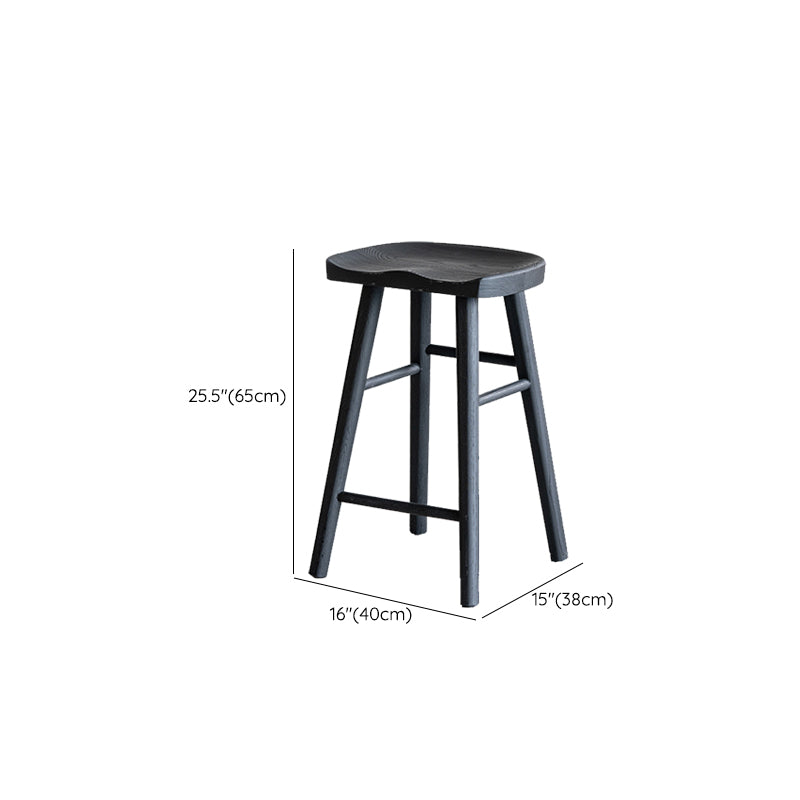 Solid Wood Dining Stools Black Armless Bar Stools with Footrest Clearhalo 'Bar Furniture' 'Bar Stools' 'bar_stools' 'furn' 'furn_bar_stools' 'Furniture' 'Kitchen & Dining Furniture' 7316530
