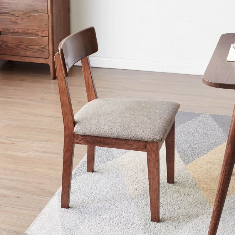 Eigentijdse gestoffeerde armloze stoel, indoor eiken eetstoel