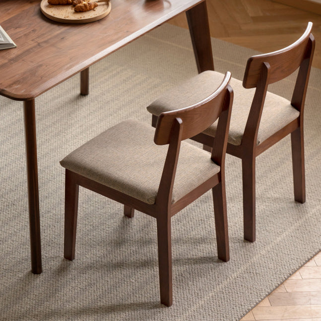 Eigentijdse gestoffeerde armloze stoel, indoor eiken eetstoel