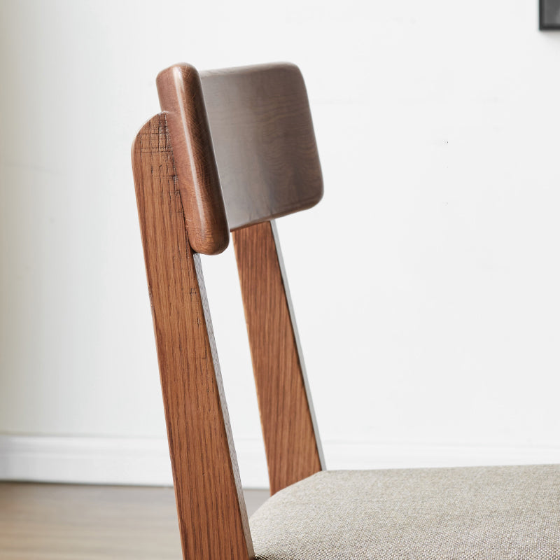 Eigentijdse gestoffeerde armloze stoel, indoor eiken eetstoel