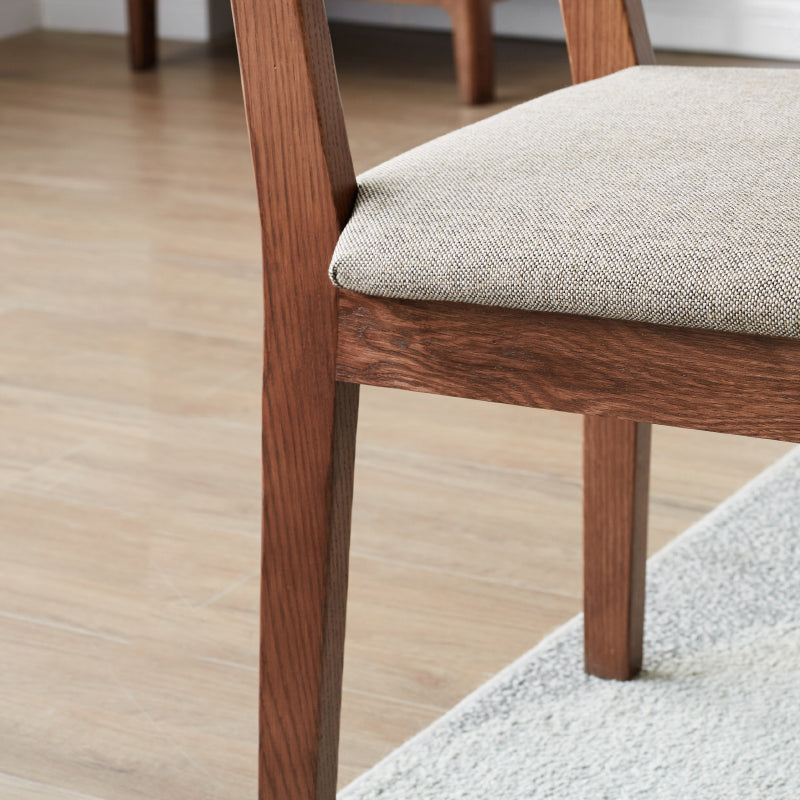 Eigentijdse gestoffeerde armloze stoel, indoor eiken eetstoel