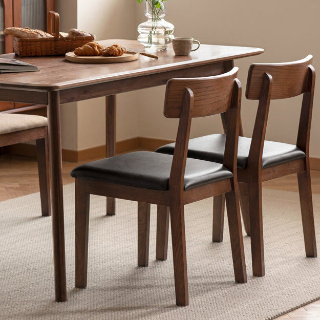 Eigentijdse gestoffeerde armloze stoel, indoor eiken eetstoel