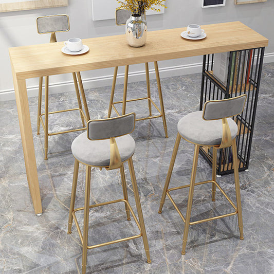 Mesa de mesa de barra de madera sólida Mesa de comedor rectangular con estantes de almacenamiento