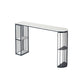 Marble Bar Table Double Pedestal Dining Table with Storage Shelves