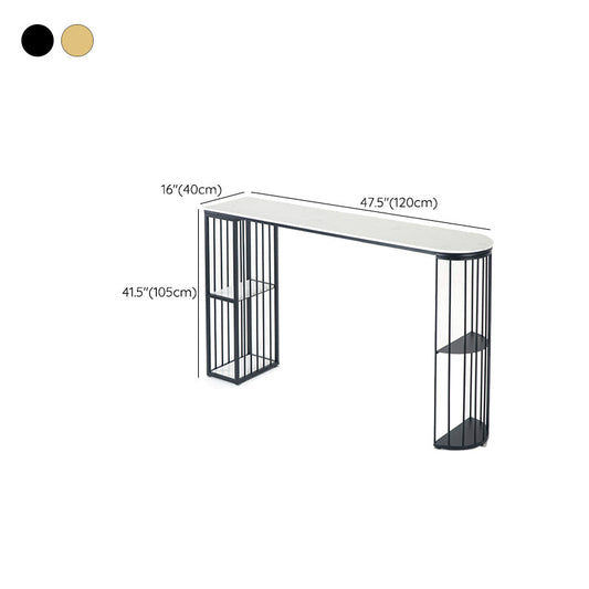 Mesa de barra de mármol mesa de comedor de doble pedestal con estantes de almacenamiento