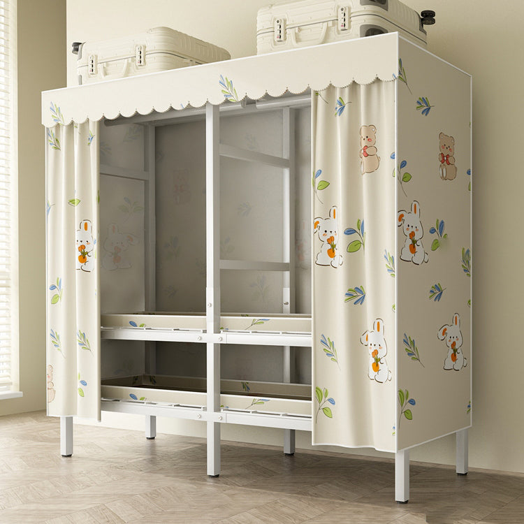 モダンな自立型メタルフレームワードローブ折りたたみ可能なワードローブ付き衣服棒