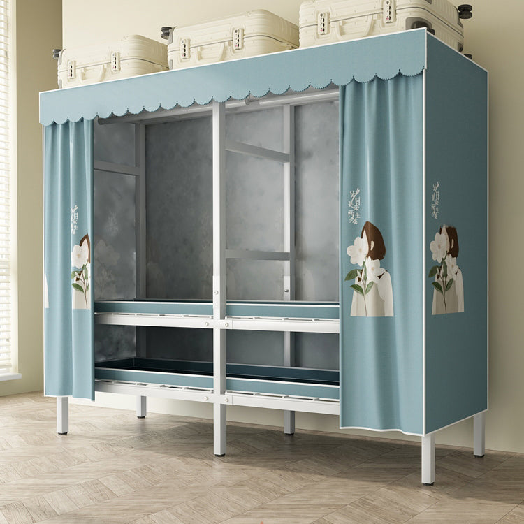 モダンな自立型メタルフレームワードローブ折りたたみ可能なワードローブ付き衣服棒