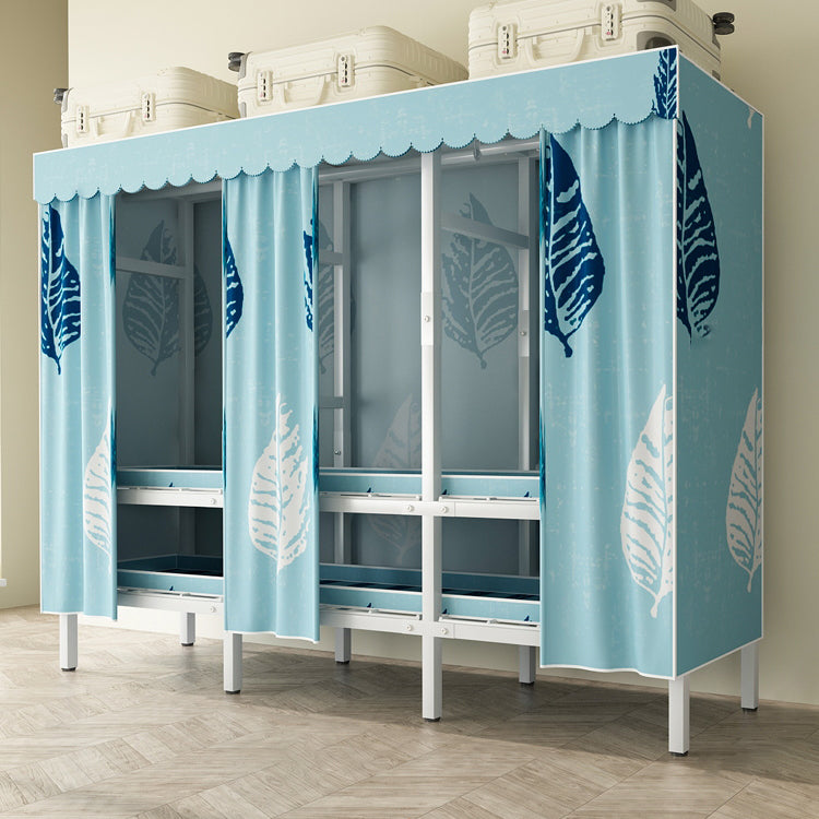 モダンな自立型メタルフレームワードローブ折りたたみ可能なワードローブ付き衣服棒