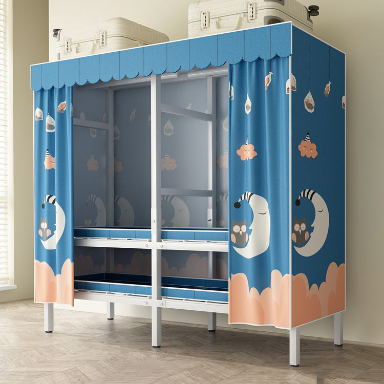 モダンな自立型メタルフレームワードローブ折りたたみ可能なワードローブ付き衣服棒