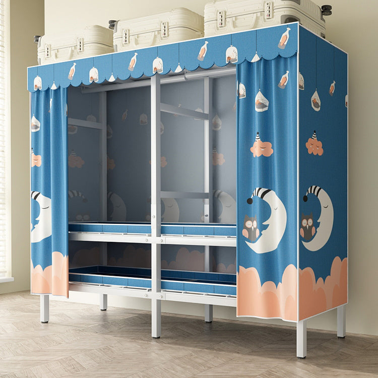 モダンな自立型メタルフレームワードローブ折りたたみ可能なワードローブ付き衣服棒