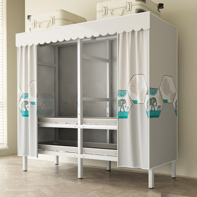モダンな自立型メタルフレームワードローブ折りたたみ可能なワードローブ付き衣服棒