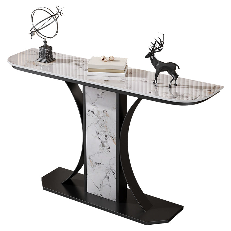 Glam Console Table Half Moon Stone Accent Table for Hall , 12 Inch Wide Black Grey White Clearhalo 'Console Tables' 'console_tables' 'Entry & Mudroom Furniture' 'furn' 'furn_console_tables' 'Furniture' 7317236