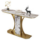 Glam Console Table Half Moon Stone Accent Table for Hall , 12 Inch Wide Gold White Clearhalo 'Console Tables' 'console_tables' 'Entry & Mudroom Furniture' 'furn' 'furn_console_tables' 'Furniture' 7317240