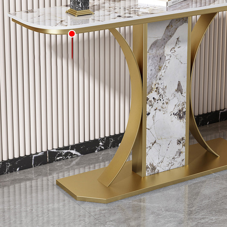 Glam Console Table Half Moon Stone Accent Table for Hall , 12 Inch Wide Clearhalo 'Console Tables' 'console_tables' 'Entry & Mudroom Furniture' 'furn' 'furn_console_tables' 'Furniture' 7317246