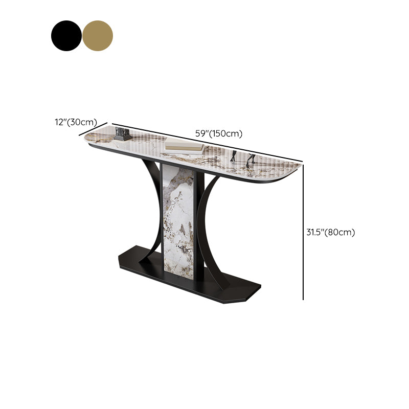 Glam Console Table Half Moon Stone Accent Table for Hall , 12 Inch Wide Clearhalo 'Console Tables' 'console_tables' 'Entry & Mudroom Furniture' 'furn' 'furn_console_tables' 'Furniture' 7317249