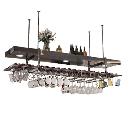 Hanging Wine Rack Stainless Steel Wine Bottle & Glass Rack for Dining Room