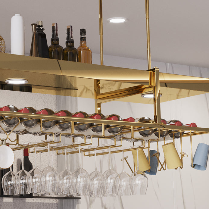 Hangende wijnrek roestvrijstalen wijnfles en glazen rek voor eetkamer