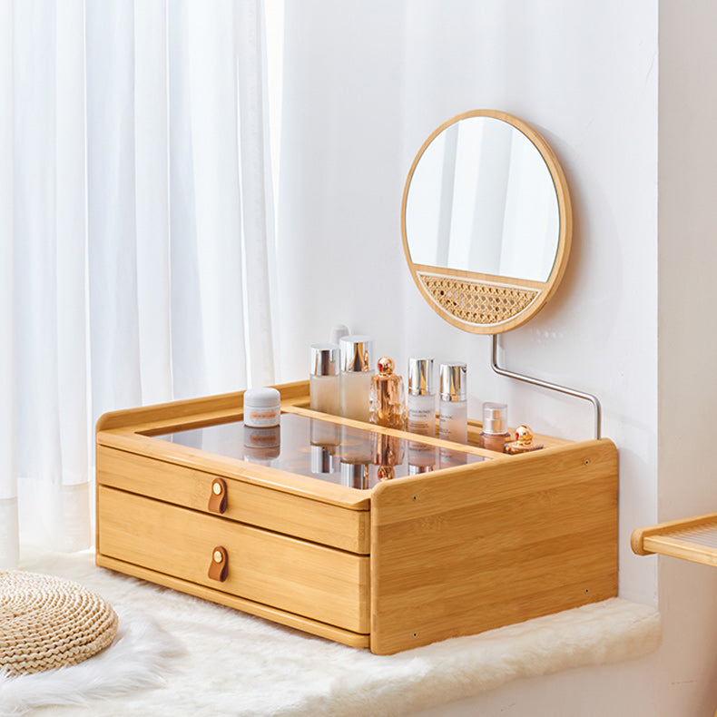 Modern Mirrored Makeup Vanity Glass Drawers Make-up Vanity with Storage Makeup Vanity & Mirror 24"L x 18"W x 9"H Clearhalo 'Bedroom Furniture' 'furn' 'furn_makeup_vanities' 'Furniture' 'Makeup Vanities' 'makeup_vanities' 7317515