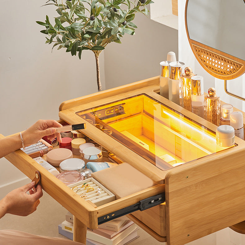 Modern Mirrored Makeup Vanity Glass Drawers Make-up Vanity with Storage Clearhalo 'Bedroom Furniture' 'furn' 'furn_makeup_vanities' 'Furniture' 'Makeup Vanities' 'makeup_vanities' 7317518