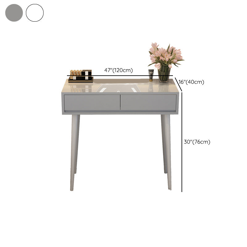 Contemporary Lighted Mirror Makeup Vanity Desk in Wood Vanity Dressing Table Set