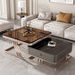 Square Coffee Table Glass Top Coffee Table Set with Golden Legs Black-Brown Clearhalo 'Coffee & Accent Tables' 'Coffee Tables' 'coffee_tables' 'furn' 'furn_coffee_tables' 'Furniture' 'Living Room Furniture' 7317589