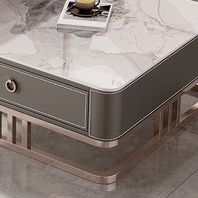 Square Coffee Table Glass Top Coffee Table Set with Golden Legs Clearhalo 'Coffee & Accent Tables' 'Coffee Tables' 'coffee_tables' 'furn' 'furn_coffee_tables' 'Furniture' 'Living Room Furniture' 7317593