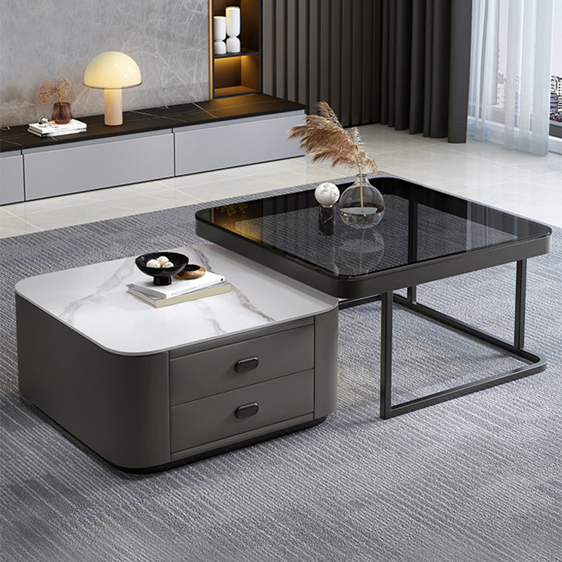Square Coffee Table Glass Top Coffee Table Set for Living Room Clearhalo 'Coffee & Accent Tables' 'Coffee Tables' 'coffee_tables' 'furn' 'furn_coffee_tables' 'Furniture' 'Living Room Furniture' 7317637