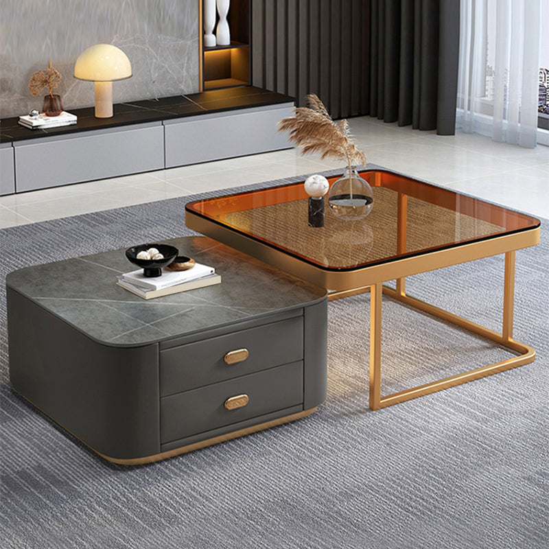 Square Coffee Table Glass Top Coffee Table Set for Living Room Clearhalo 'Coffee & Accent Tables' 'Coffee Tables' 'coffee_tables' 'furn' 'furn_coffee_tables' 'Furniture' 'Living Room Furniture' 7317639