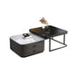 Square Coffee Table Glass Top Coffee Table Set for Living Room Black-White Stone Black Clearhalo 'Coffee & Accent Tables' 'Coffee Tables' 'coffee_tables' 'furn' 'furn_coffee_tables' 'Furniture' 'Living Room Furniture' 7317645