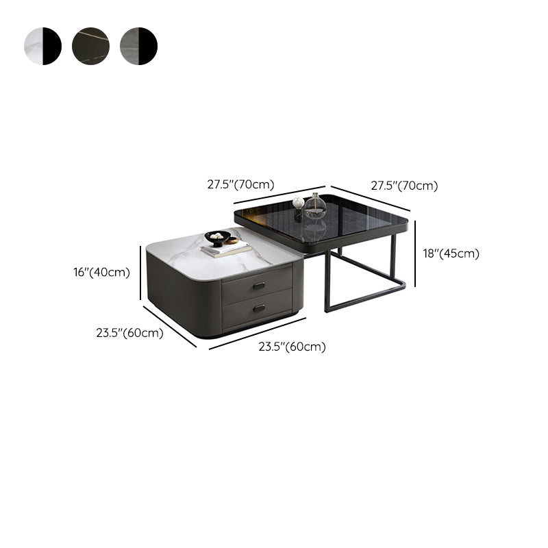 Square Coffee Table Glass Top Coffee Table Set for Living Room Clearhalo 'Coffee & Accent Tables' 'Coffee Tables' 'coffee_tables' 'furn' 'furn_coffee_tables' 'Furniture' 'Living Room Furniture' 7317662