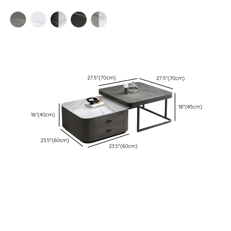 Square Coffee Table Glass Top Coffee Table Set for Living Room Clearhalo 'Coffee & Accent Tables' 'Coffee Tables' 'coffee_tables' 'furn' 'furn_coffee_tables' 'Furniture' 'Living Room Furniture' 7317664