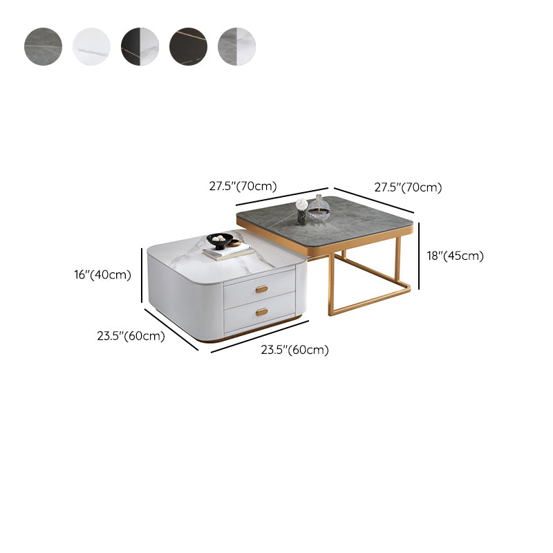 Square Coffee Table Glass Top Coffee Table Set for Living Room Clearhalo 'Coffee & Accent Tables' 'Coffee Tables' 'coffee_tables' 'furn' 'furn_coffee_tables' 'Furniture' 'Living Room Furniture' 7317665