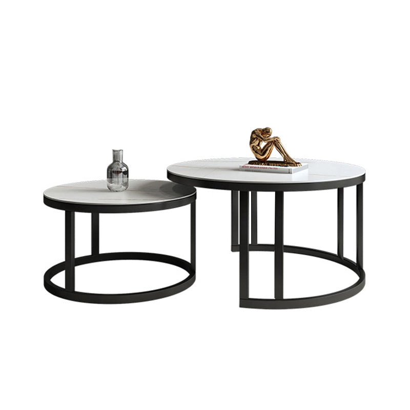 Rectangle Coffee Table Slate 2 Nesting Coffee Table Set for Living Room White-Gold Drawers Not Included Clearhalo 'Coffee & Accent Tables' 'Coffee Tables' 'coffee_tables' 'furn' 'furn_coffee_tables' 'Furniture' 'Living Room Furniture' 7317674