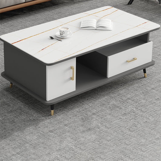 Tavolino rettangolare tavolino da caffè ardesia con cassetti