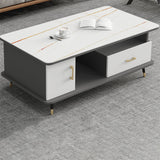 Rectangle Coffee Table Slate Coffee Cocktail Table with Storage Drawers