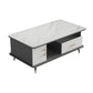 Table basse rectangulaire en ardoise avec tiroirs de rangement