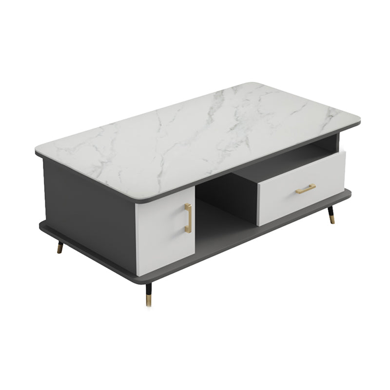 Table basse rectangulaire en ardoise avec tiroirs de rangement
