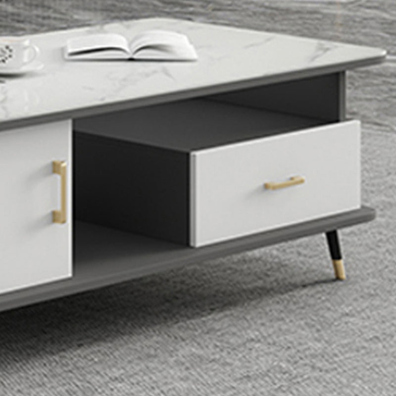 Table basse rectangulaire en ardoise avec tiroirs de rangement