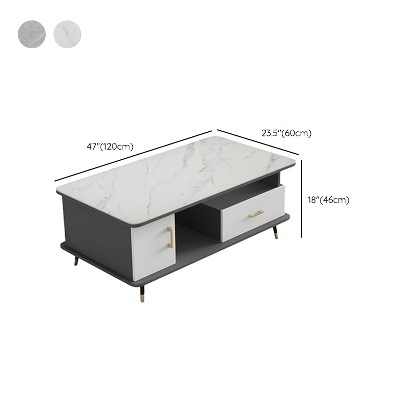 Table basse rectangulaire en ardoise avec tiroirs de rangement