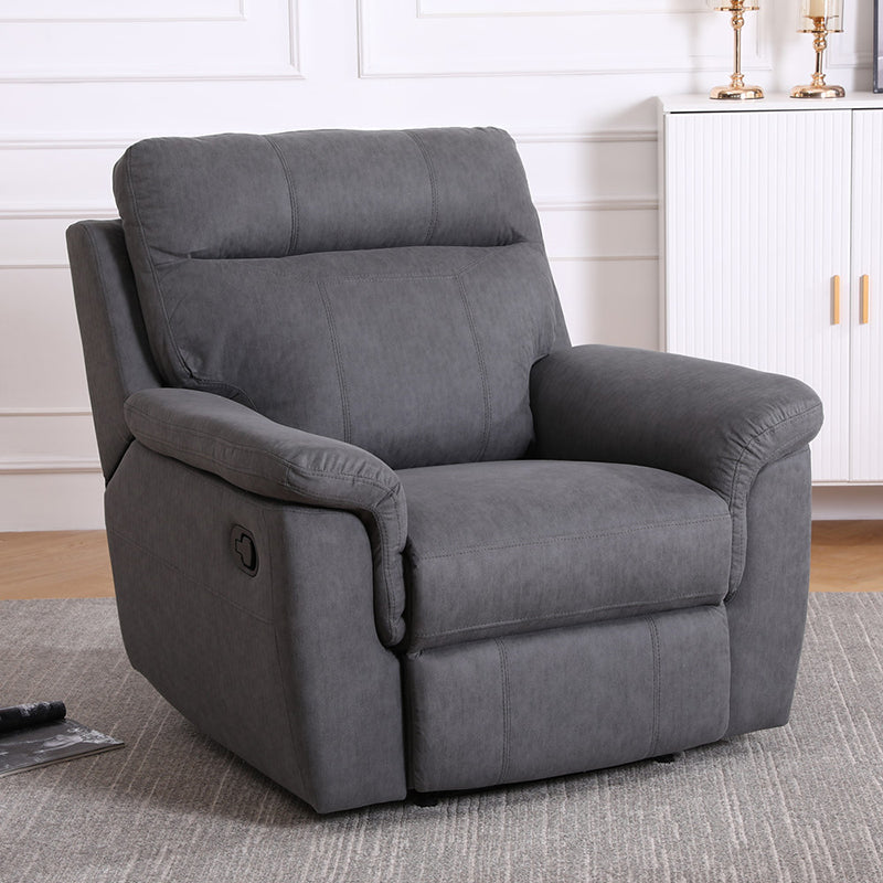 Contemporary Home Theater Recliner No Motion Manual-Push Botton Indoor Tech Cloth Gray Clearhalo 'Chairs & Seating' 'furn' 'furn_recliners' 'Furniture' 'Living Room Furniture' 'Recliners' 7317703