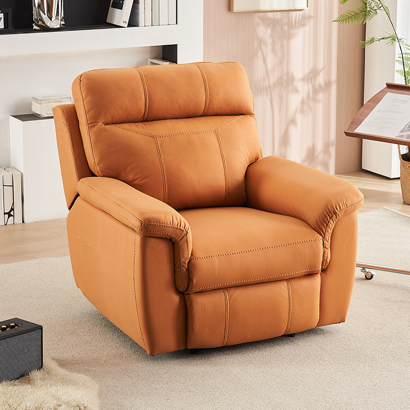 Contemporary Home Theater Recliner No Motion Manual-Push Botton Indoor Tech Cloth Orange Clearhalo 'Chairs & Seating' 'furn' 'furn_recliners' 'Furniture' 'Living Room Furniture' 'Recliners' 7317706