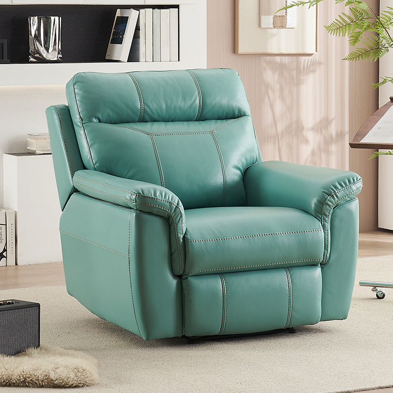 Contemporary Home Theater Recliner No Motion Manual-Push Botton Indoor Respiratory Skin Blue Clearhalo 'Chairs & Seating' 'furn' 'furn_recliners' 'Furniture' 'Living Room Furniture' 'Recliners' 7317712