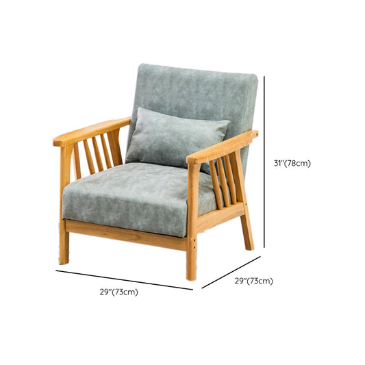 Square Arm Sofa Solid Wood Pillow Back Seating for Living Room