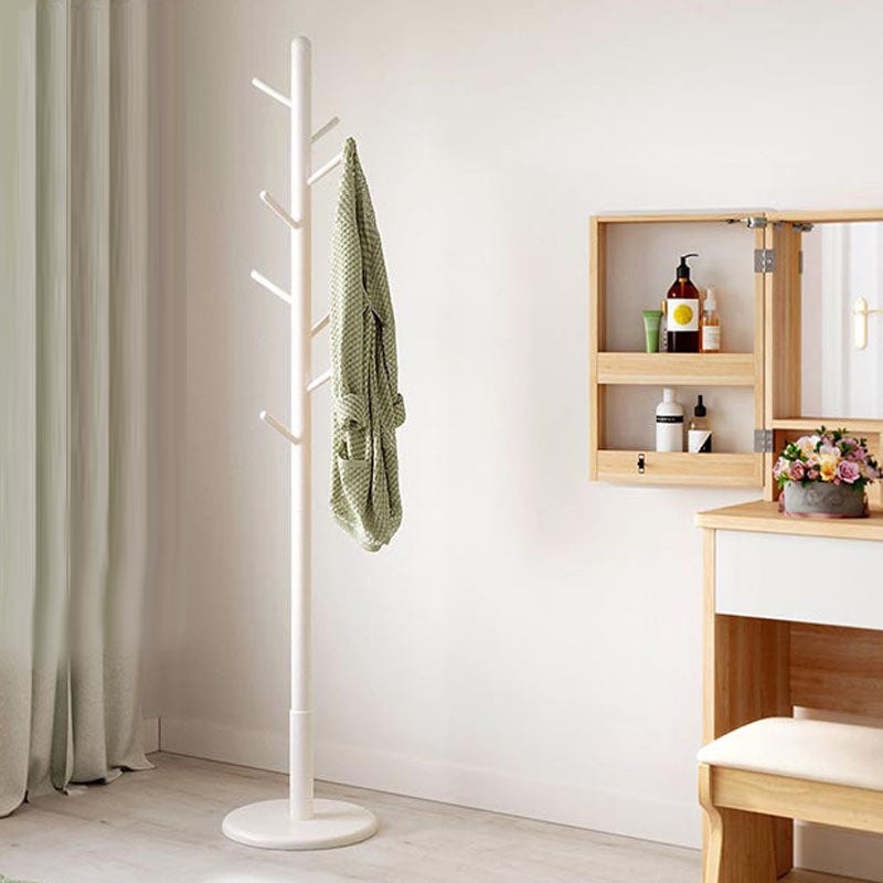 Solid Wood Entry Hall Tree Free Standing Coat Hanger for Hallway White Round Clearhalo 'Entry & Mudroom Furniture' 'furn' 'furn_hall_tree_coat_racks' 'Furniture' 'Hall Trees & Coat Racks' 'hall_tree_coat_racks' 7318011