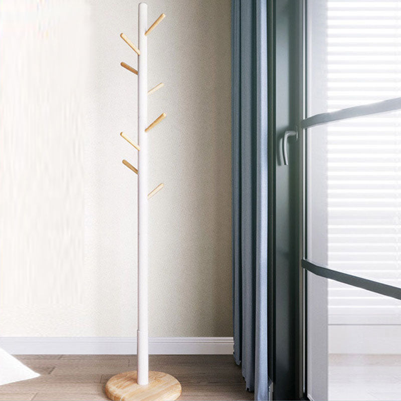 Solid Wood Entry Hall Tree Free Standing Coat Hanger for Hallway Natural Wood White Round Clearhalo 'Entry & Mudroom Furniture' 'furn' 'furn_hall_tree_coat_racks' 'Furniture' 'Hall Trees & Coat Racks' 'hall_tree_coat_racks' 7318014